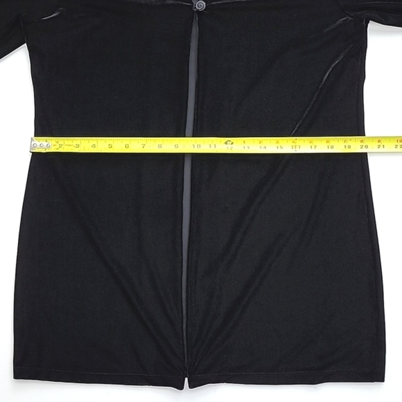 Jones New York Sport Black Velour One  Button Long Drapey Cardigan Size Large - Picture 7 of 8